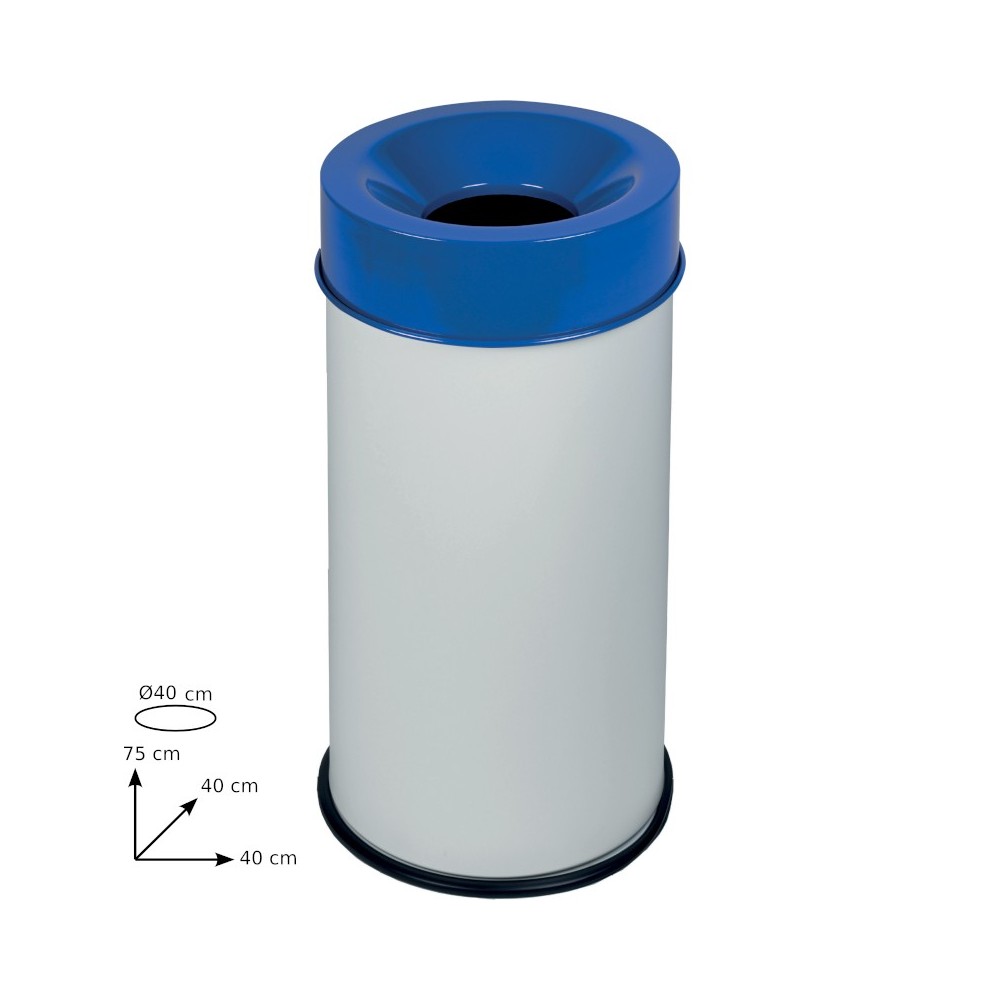 White fireproof bin 90L with secure blue lid