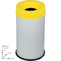 White yellow fireproof bin 50L resistant safety