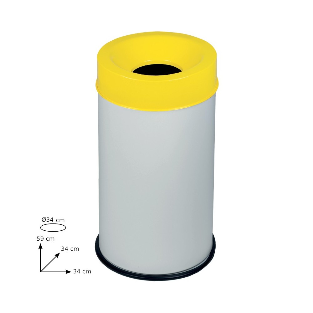 White yellow fireproof bin 50L resistant safety