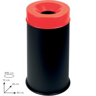 Large black and red fireproof bin