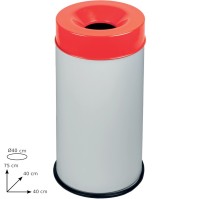 90-litre white and red fireproof bin