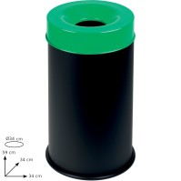 50L fireproof bin black green lid safety