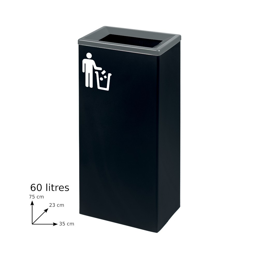 Grey 60L practical rectangular recycling bin