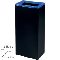 Durable blue 42L tri-selective bin easy to clean