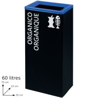 Blue 60L tri-selective bin, practical rectangular design