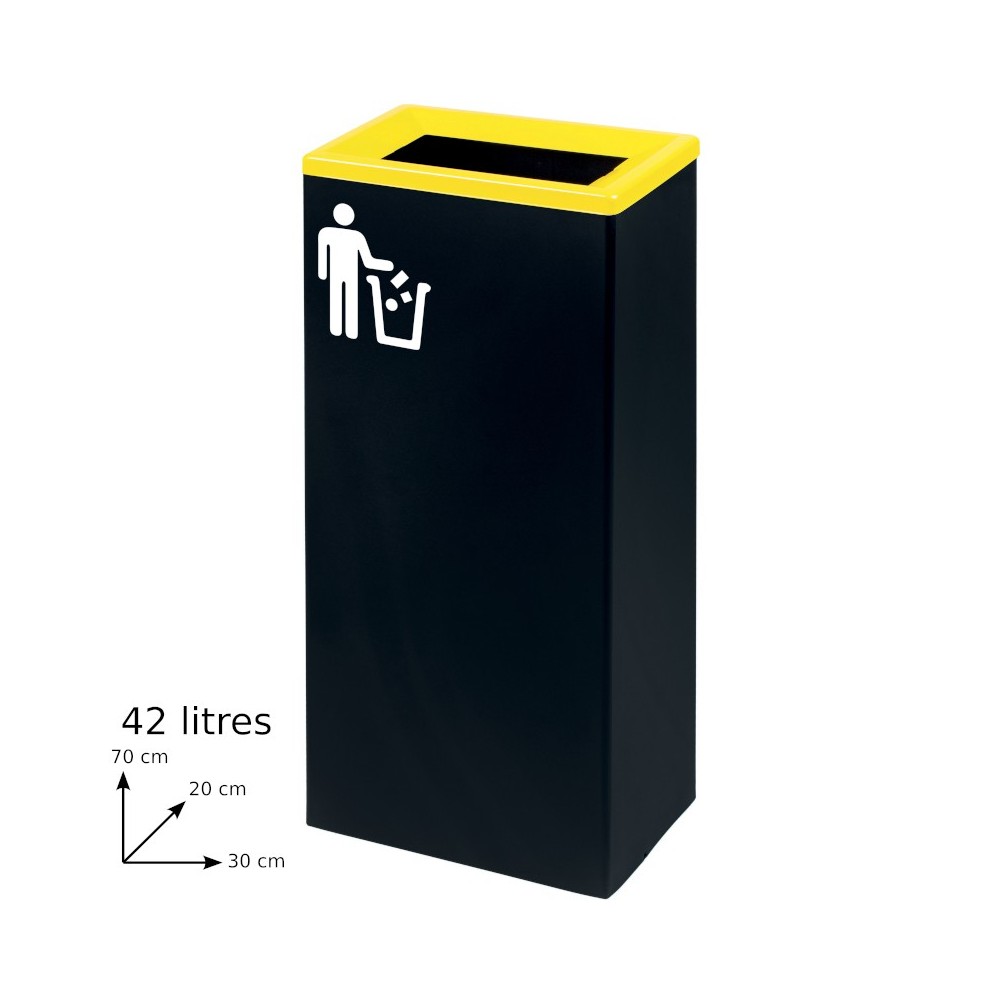 Yellow 42L tri-selective rectangular design bin.