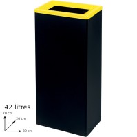 Durable yellow 42-litre rectangular recycling bin