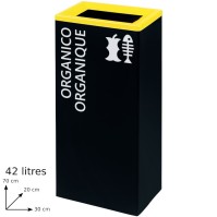 Durable yellow steel recycling bin 42L rectangular