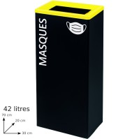 Durable yellow selective sorting bin, epoxy steel, 42L rectangular