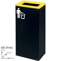 Yellow 60L modern rectangular design recycling bin