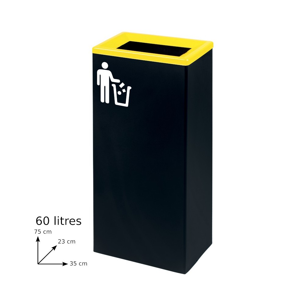 Yellow 60L modern rectangular design recycling bin