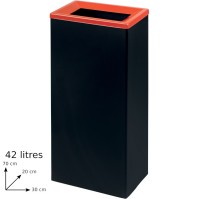 Durable red 42L tri-selective bin with sleek design