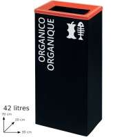 Robust red recycling bin 42L rectangular