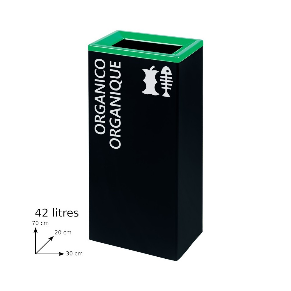 Green 42L tri-selective bin rectangular practical design