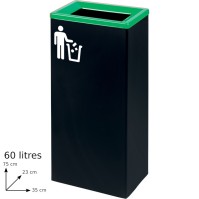 Green 60L robust rectangular design tri-selective bin