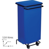 Mobile blue bin 110L with pedal for kitchen