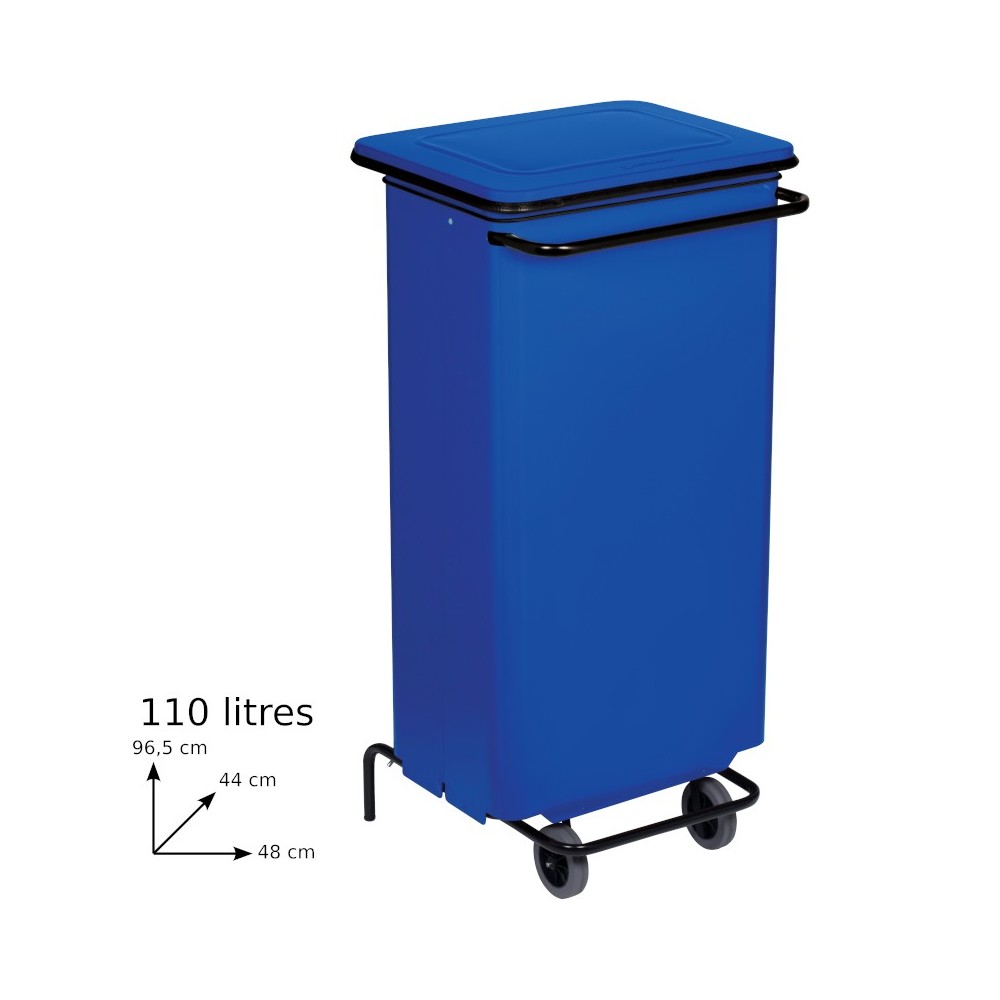 Mobile blue bin 110L with pedal for kitchen