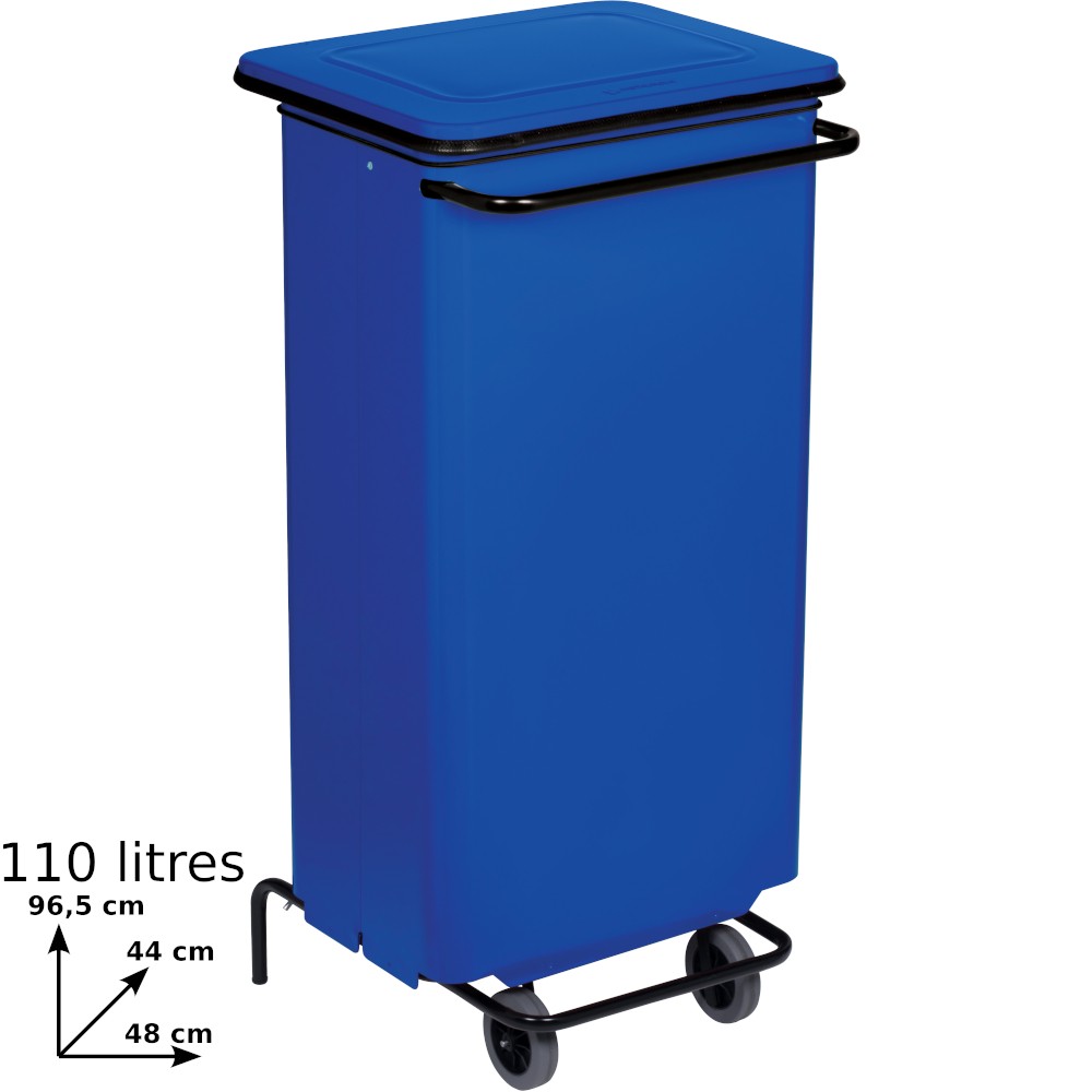 Mobiler blauer Mülleimer 110L mit Pedal für die Küche