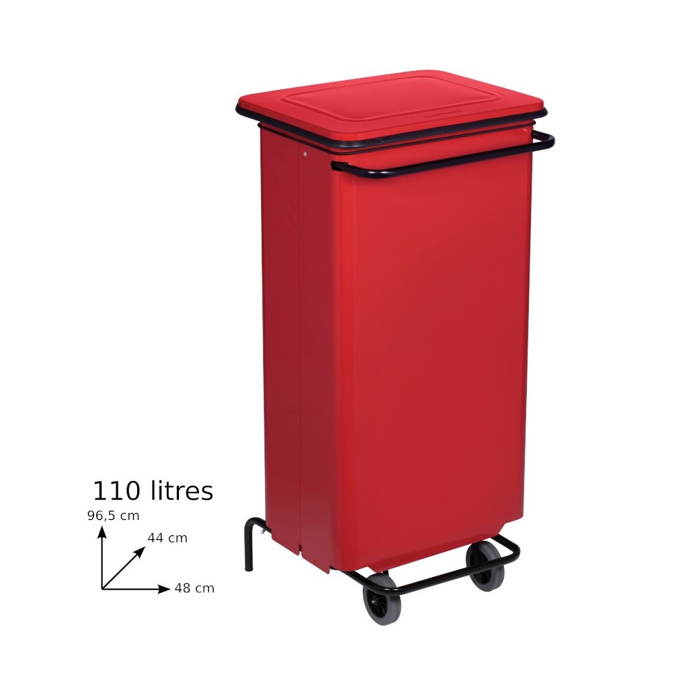 Mobile red pedal bin