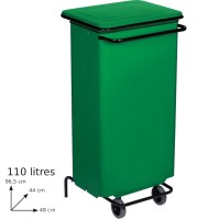 Green mobile pedal bin capacity 110L kitchen