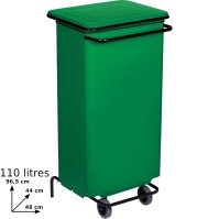 Grüner mobiler Mülleimer mit Pedal, 110L Kapazität, Küche