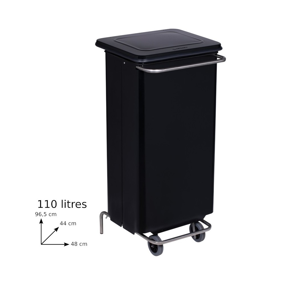 Black pedal bin for kitchen 110L