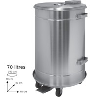 Stainless steel round bin 70L HACCP professional kitchen hygiene