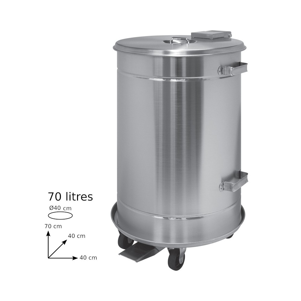 Stainless steel round bin 70L HACCP professional kitchen hygiene