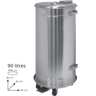 Stainless steel round bin 90L HACCP professional kitchen