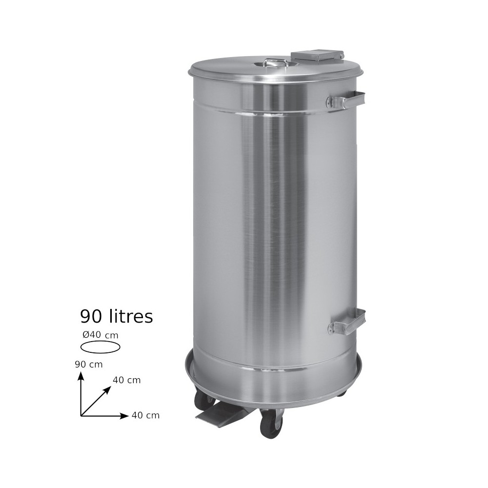 Stainless steel round bin 90L HACCP professional kitchen