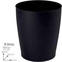 Elegant and robust black 9L wastepaper basket