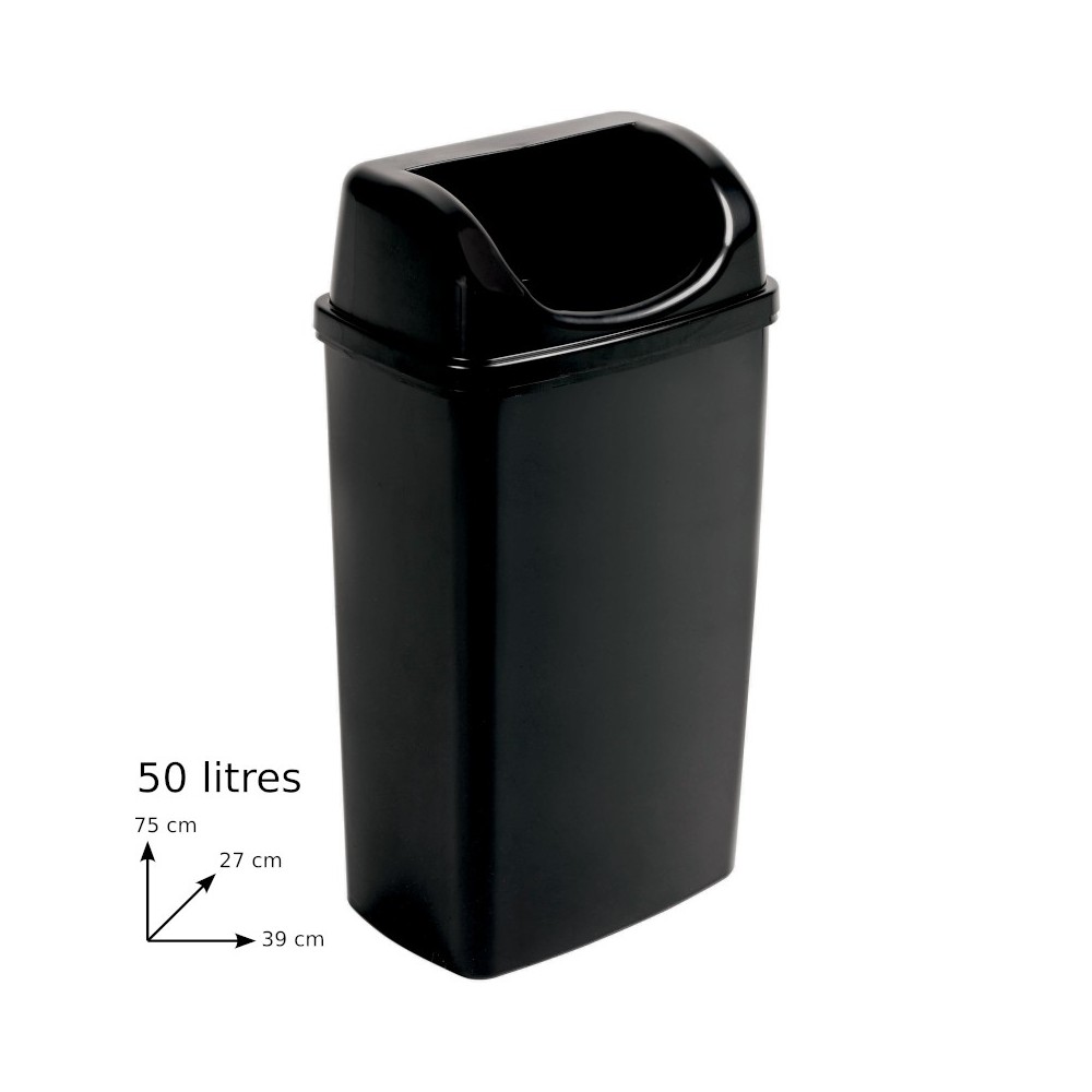 Black bin 50L with elegant concealing lid