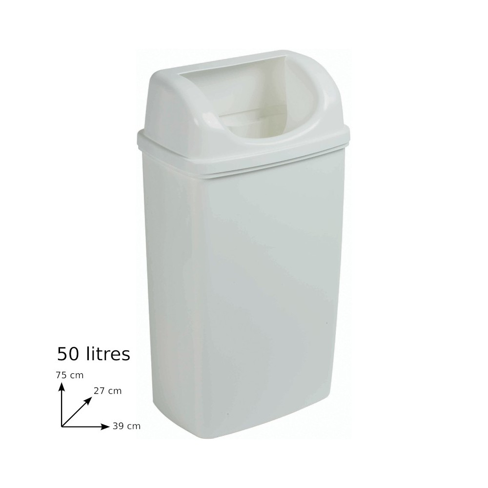 Discreet white 50L bin with hidden lid