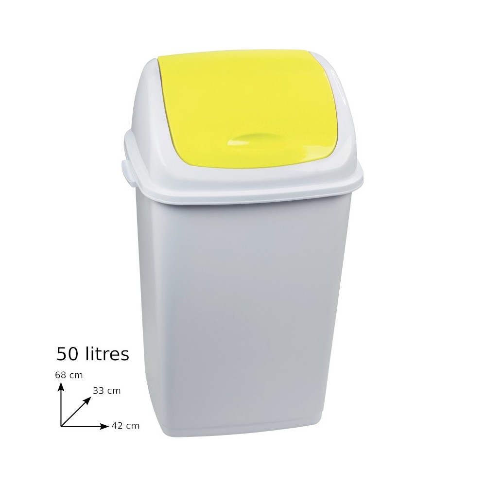 Yellow bin 50L practical swing lid