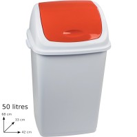 Red bin 50L practical hygiene swing lid