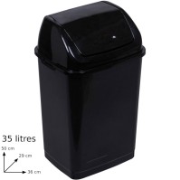 Black bin 35L practical elegant swing lid