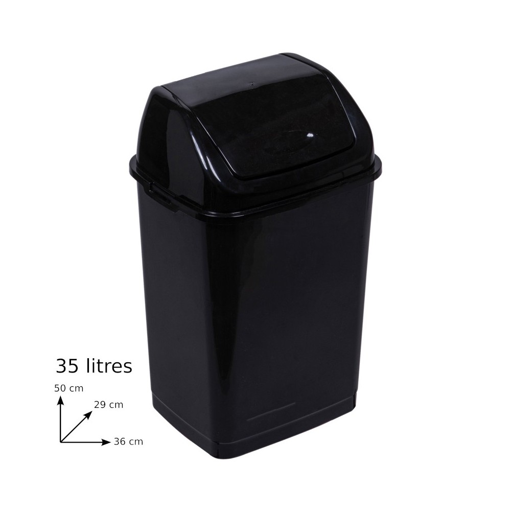 Black bin 35L practical elegant swing lid