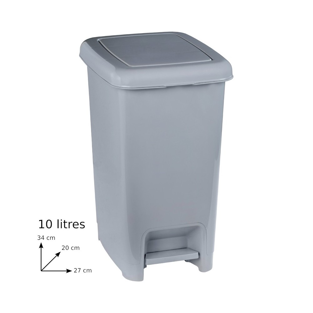 Grey pedal bin 10L capacity sleek design