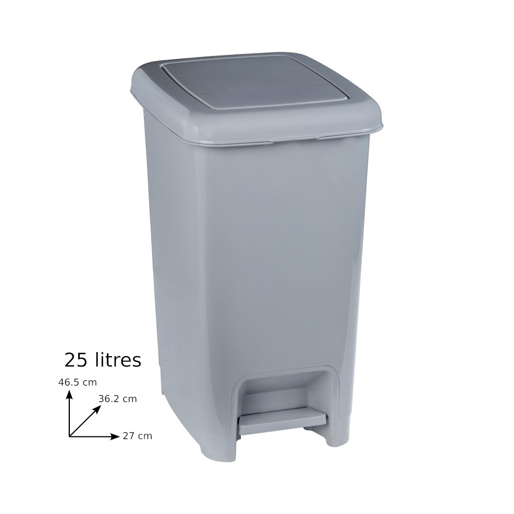 Grey pedal bin 25L capacity sleek design