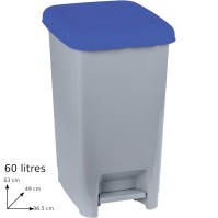 Grey blue pedal bin 60L set of 4