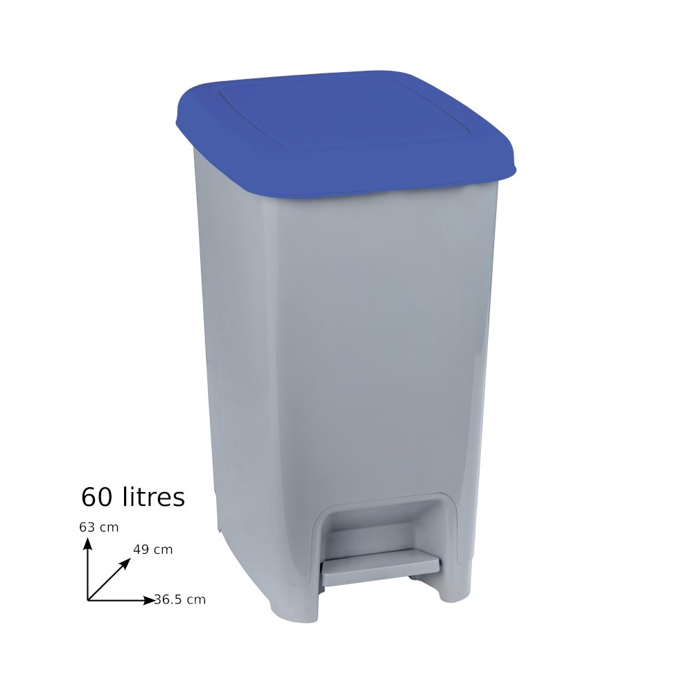 Grey blue pedal bin 60L set of 4