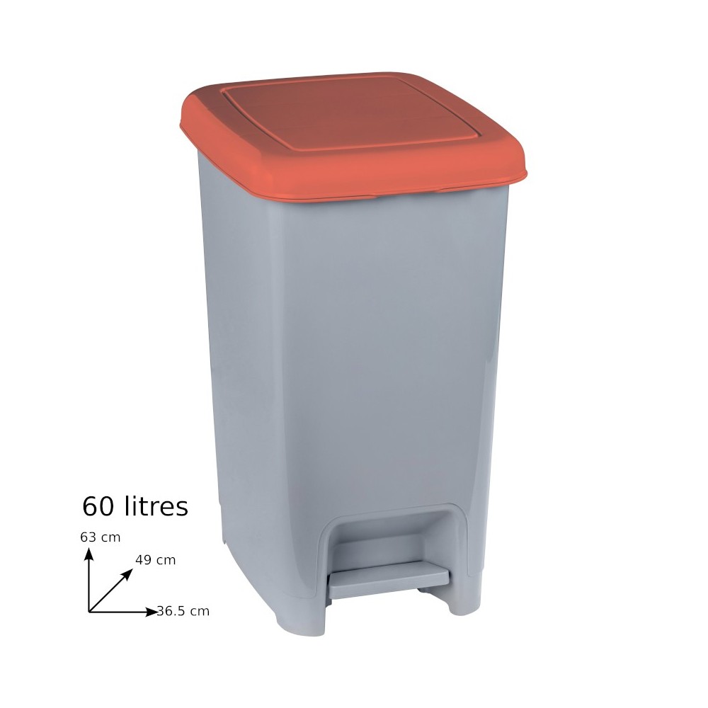 Pedal bin 60L grey red set of 4