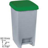 Grauer grüner Pedaleimer 60L, 4er-Set