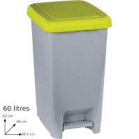 Robust practical 60L grey yellow pedal bin