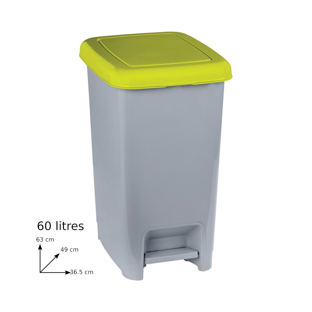 Robust practical 60L grey yellow pedal bin