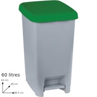 Grauer und grüner Pedaleimer 60L robustes hygienisches Design