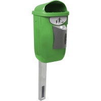 Dog waste bag dispenser attachable to flexible street furniture