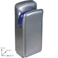 Intelligent grey hand dryer, blown air, metallic design