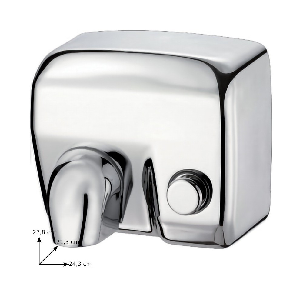 Push-button hand dryer with a modern and elegant design