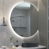 Unique round mirror vertical cut modern adjustable elegance